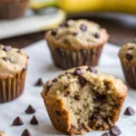 3 Ingredient Banana Oatmeal Chocolate Chip Muffins