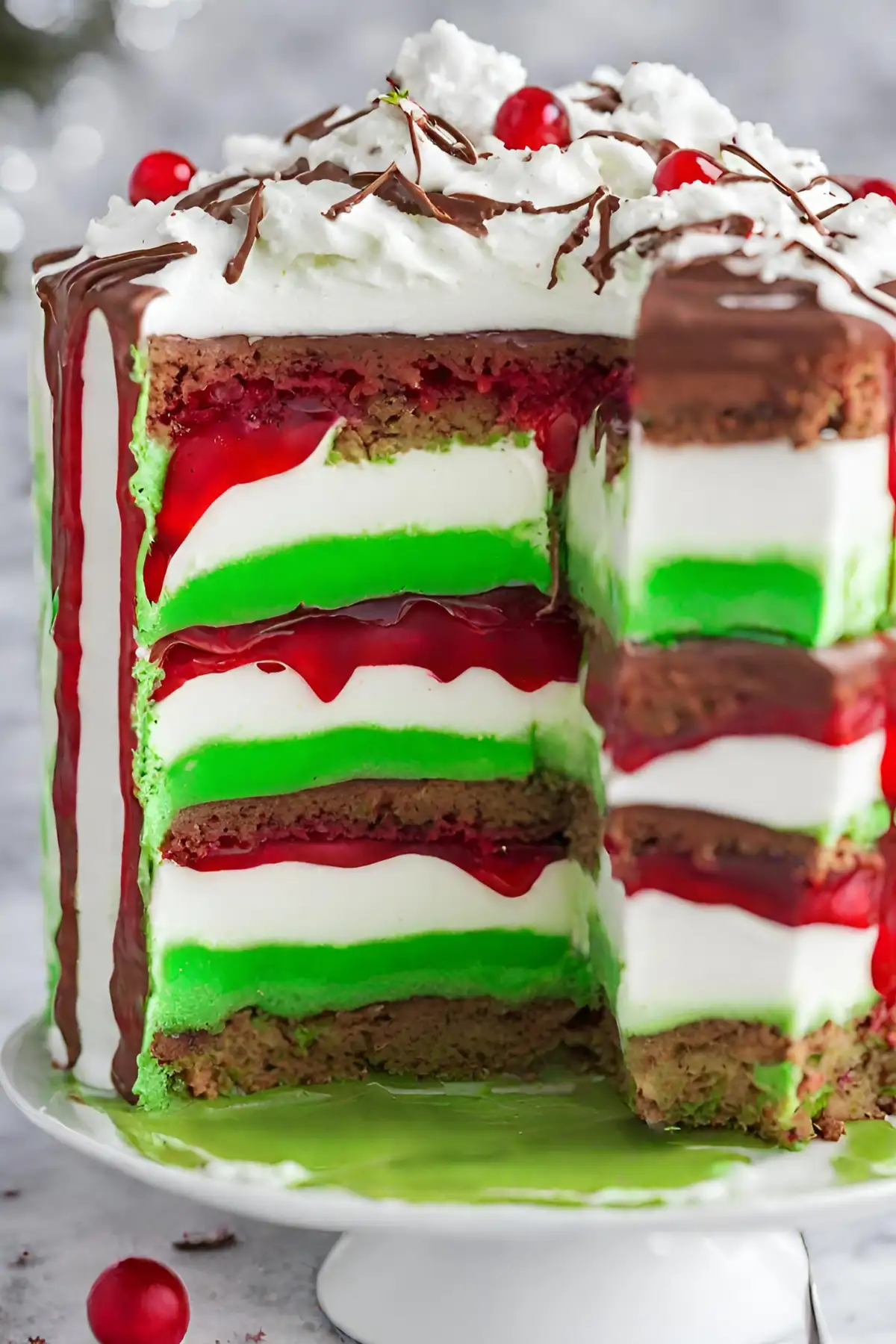 Decoration and Serving Suggestions for Grinch Layered Dessert