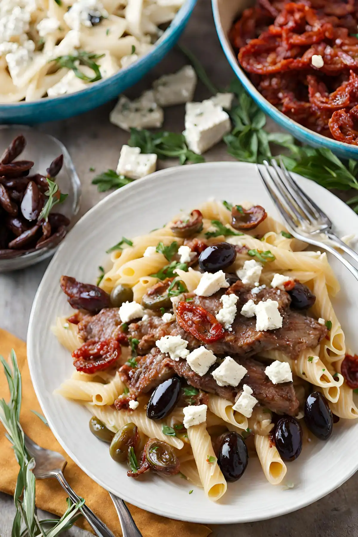 Mediterranean Steak Pasta